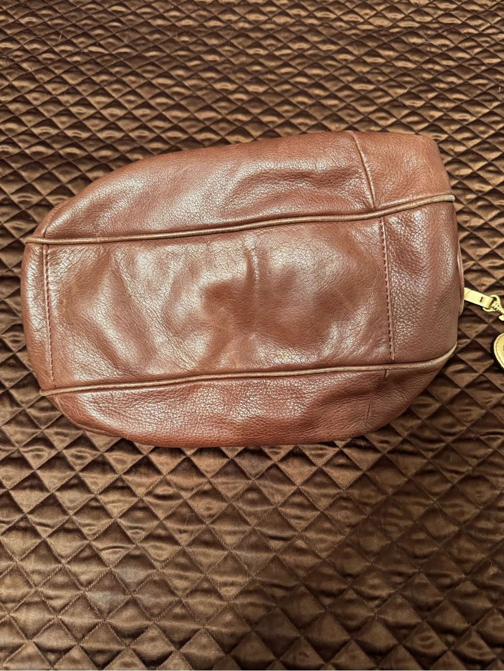Vintage Juicy Coture Brown Leather Chain-Handle Women's Hobo Shoulder Bag - Picture 5 of 14